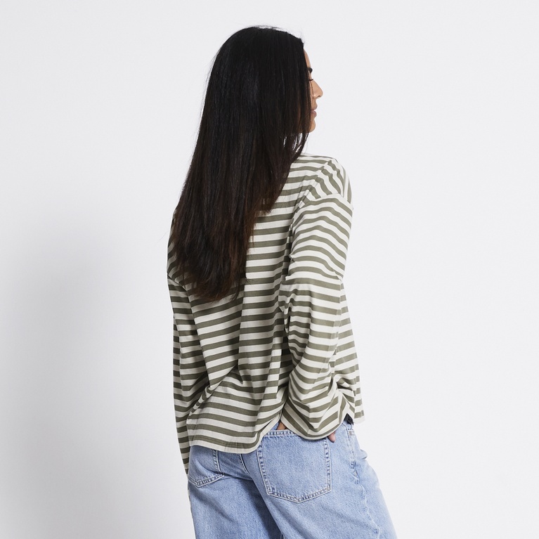 Striped longsleeve-tee "Ammie" Army Green